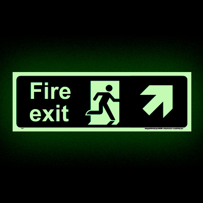 Fire Exit Right Up Glow-in-the-dark Signs