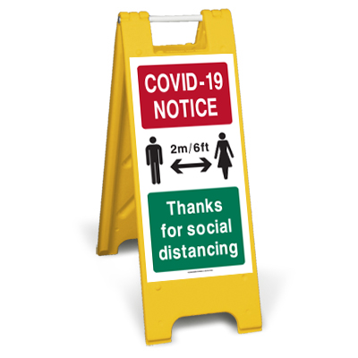 COVID-19 Thanks For Social Distancing Sign Stand 2m