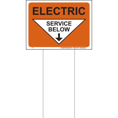 Electric service below (Mark-em) sign 