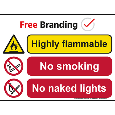 Highly Flammable No Smoking No Naked Lights sign