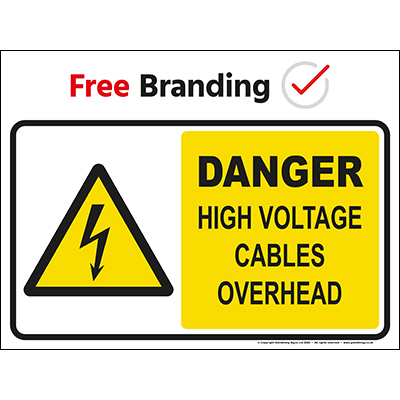 Danger high voltage cables overhead sign