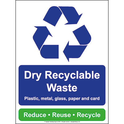 Dry Recyclable Waste Recycling Sign