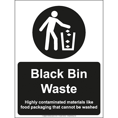 Black Bin Waste Sign